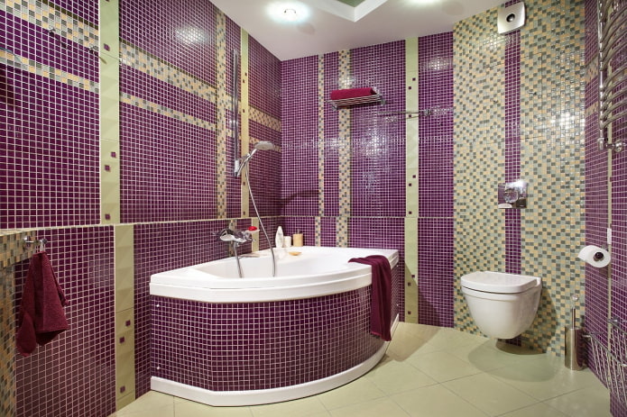 lila-arany fürdőszoba