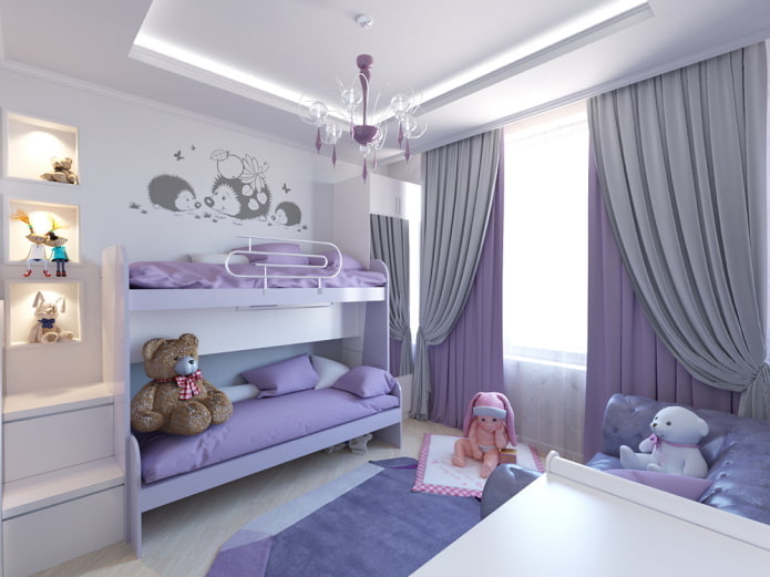 lila és fehér szoba
