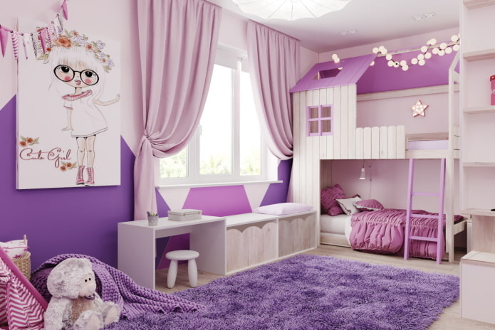 lila szoba házi ággyal