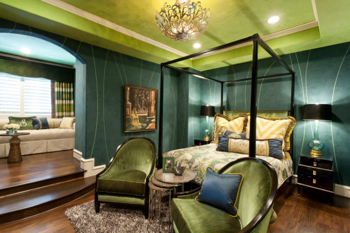 das Schlafzimmer in Grüntönen dekorieren