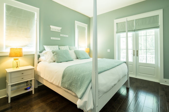 bedroom interior in mint shades