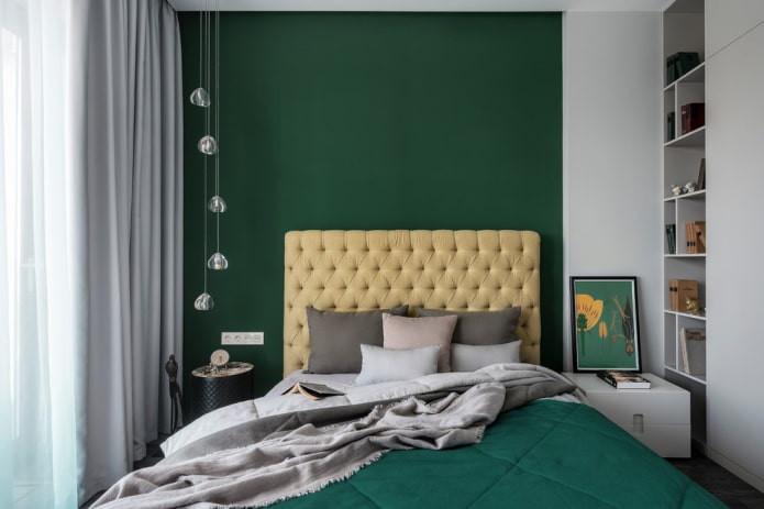 díszítő hálószoba zöld színben