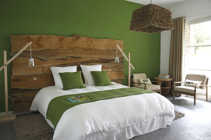 Schlafzimmerdesign in grünen Farben