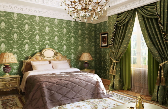 green bedroom in classic style