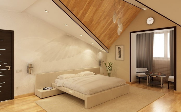 layout of the attic bedroom with a balcony