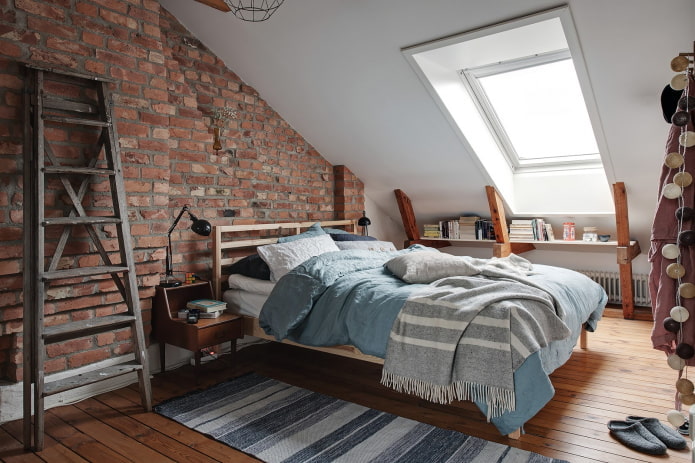 loft style attic bedroom interior