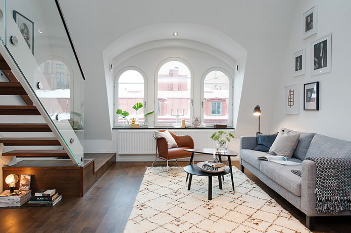 Skandináv stílusú emeletes apartman belső tér