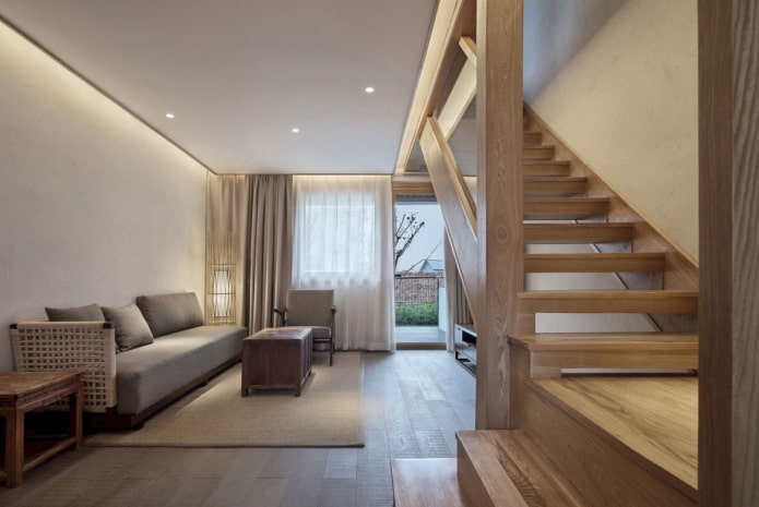 staircase design in the interior of a bunk apartment