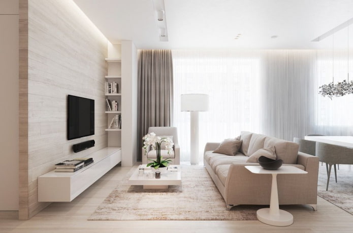 interior of a beige living room in a modern style