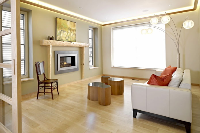 interior design of the hall in beige shades