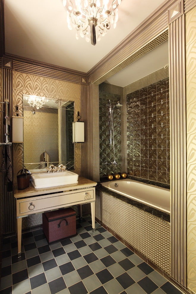 Bathroom with curly tiles