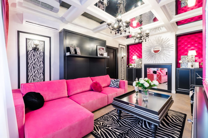 Pink accents in the interior