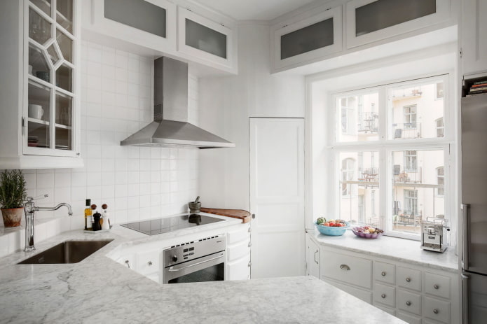 White kitchen with many angles