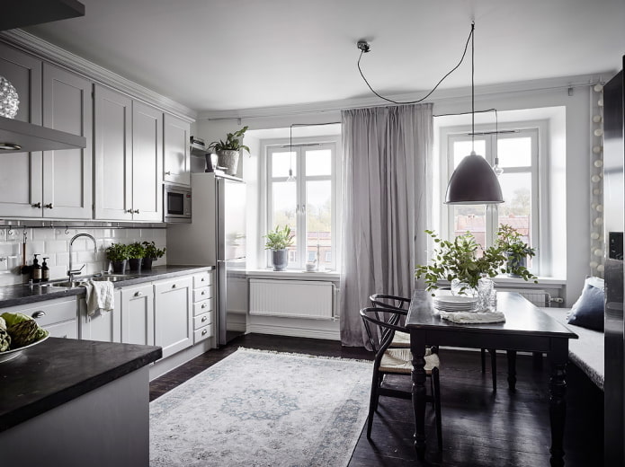 Kitchen-living room with classic facades