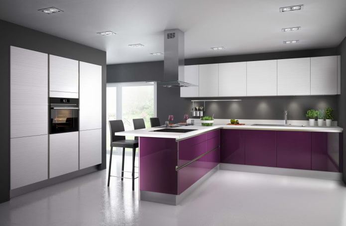 การออกแบบห้องครัวในโทนสีเทาม่วง