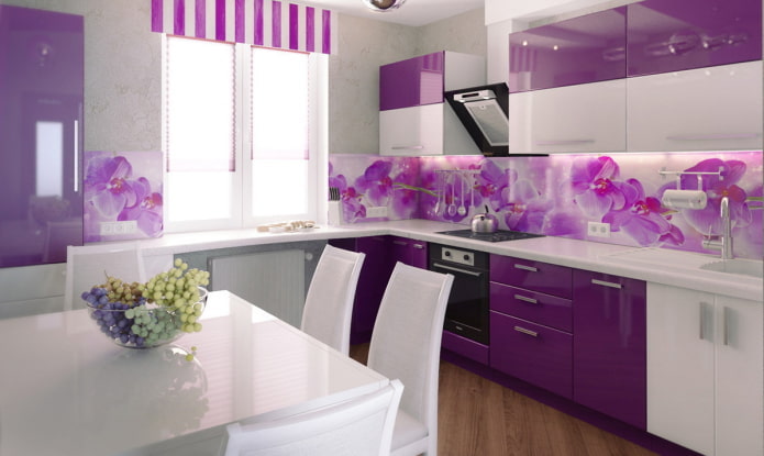 finishing the kitchen in purple tones