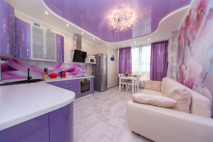 finishing the kitchen in purple tones