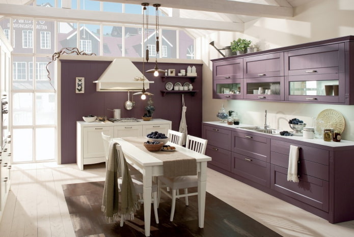 konyha lila árnyalatokban a provence stílusában