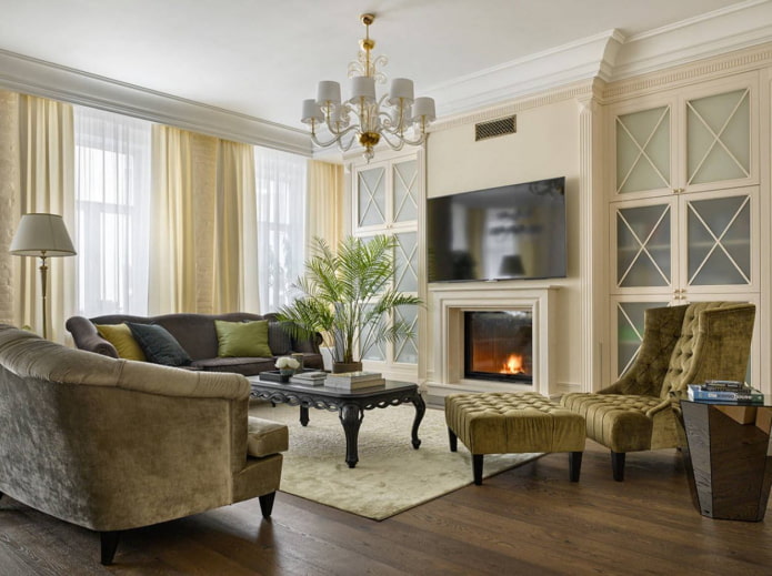living room interior in neoclassical style