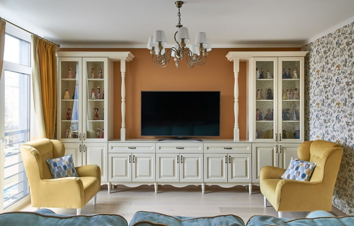 furnishings in the interior in the neoclassical style