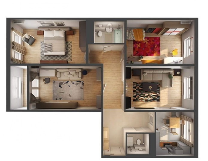 layout of a 4-room apartment