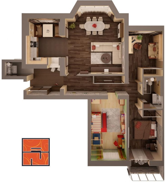 layout of a 4-room apartment