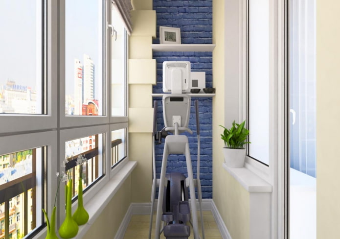 gym design in the interior of the balcony