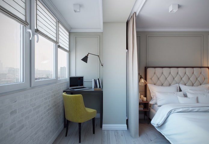 interior design of a bedroom with a loggia