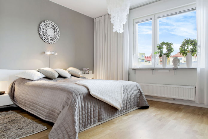 bedroom interior in gray tones