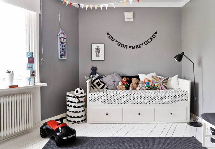nursery interior in gray tones