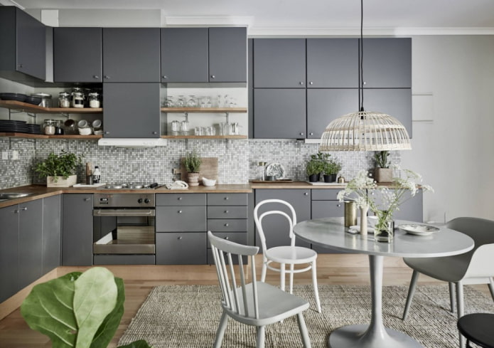 kitchen interior in gray tones