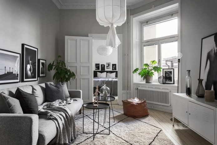 gray interior in scandinavian style