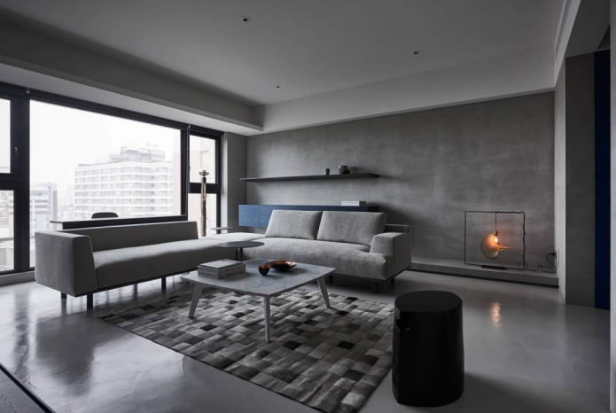 gray interior in the style of minimalism