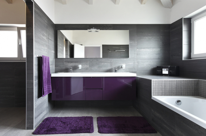 interior design in gray-purple tones