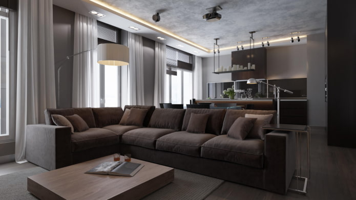 interior design in gray-brown tones