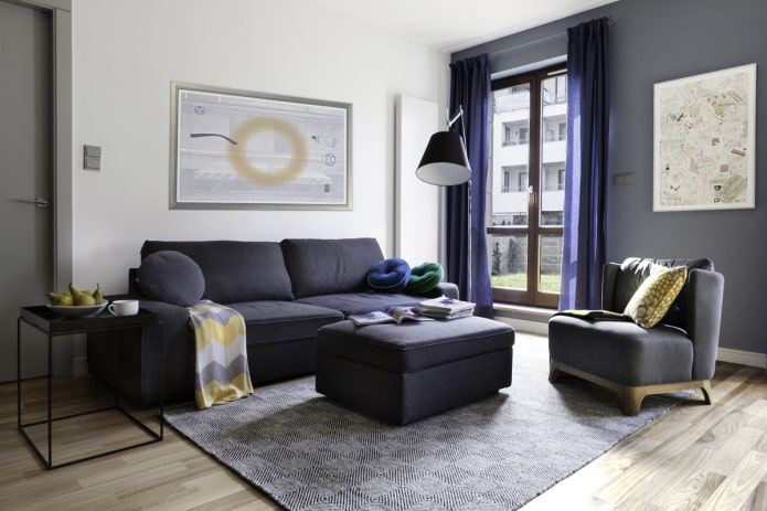 interior design in gray-blue tones