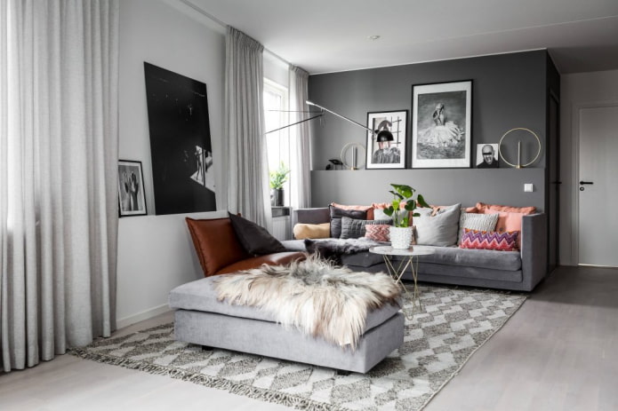 decor in the interior in gray tones