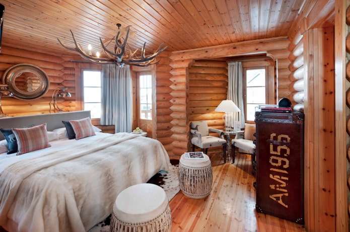 Scandinavian style log house interior