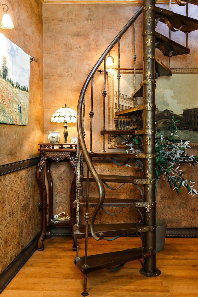 metal staircase in the interior of a private house