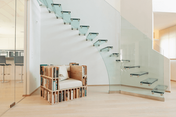 glass staircase in the interior of a private house