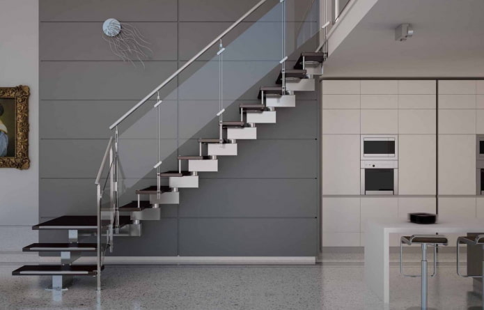 high-tech staircase in the interior of a house