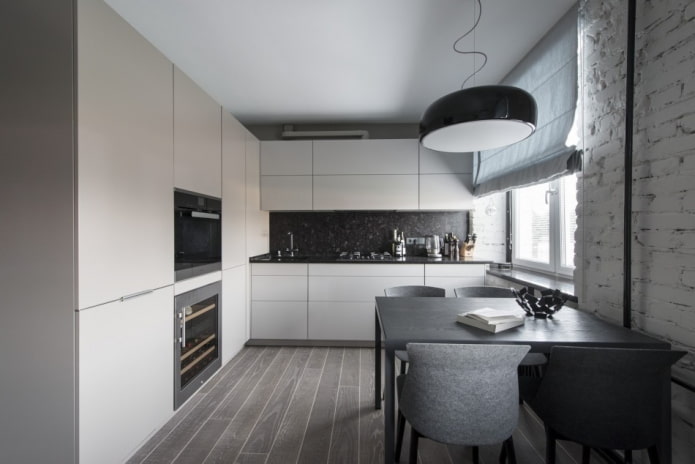 Gray kitchen with black accents