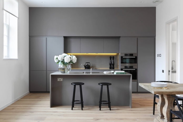 Minimalism in a gray kitchen