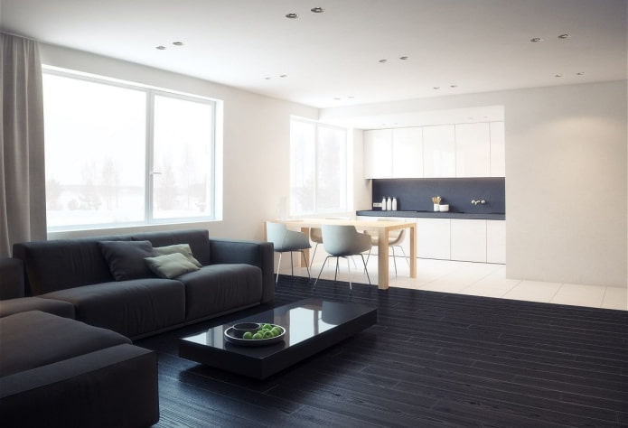 Minimalistic kitchen-living room