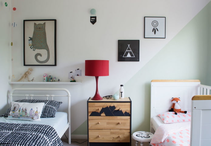 dekorative Gestaltung des Kinderzimmers im nordischen Stil