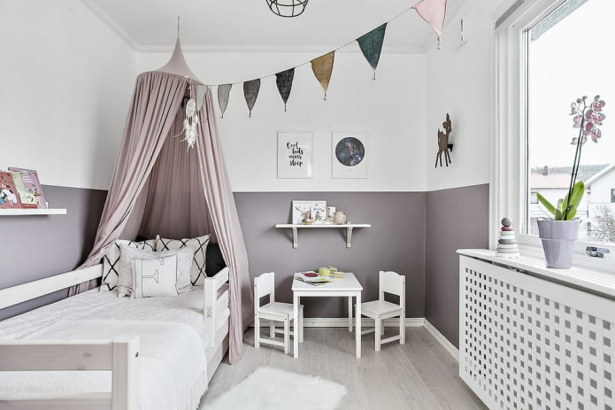 die Farbgebung des Kinderzimmers im nordischen Stil