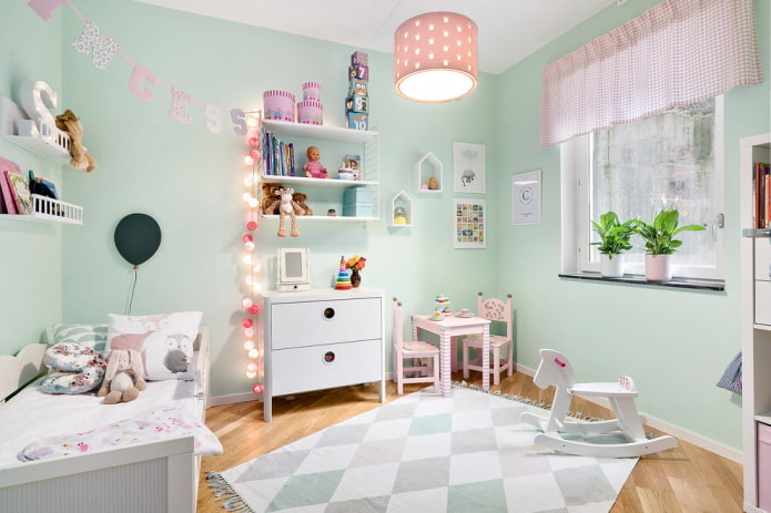 the color scheme of the nursery in the nordic style