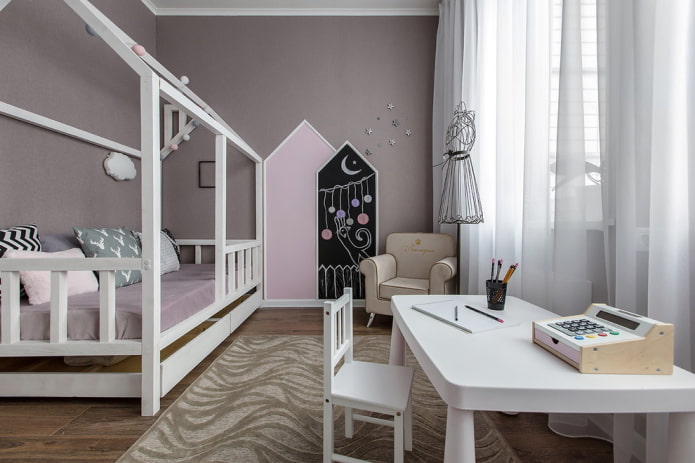 interior of a nursery for a girl in a nordic style