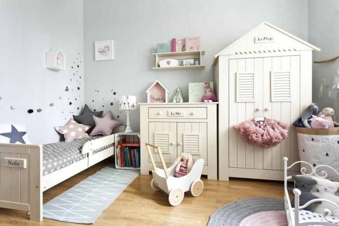furnishings in the interior of the nursery in the nordic style