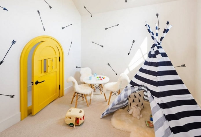 Einrichtung eines Kinderzimmers für einen Jungen im nordischen Stil